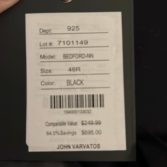 JOHN VARVATOS STAR U.S.A. Bedford-Fit Wool-Blend Suit 46R - Picture 3 of 7